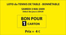 bon pour un carton de loto